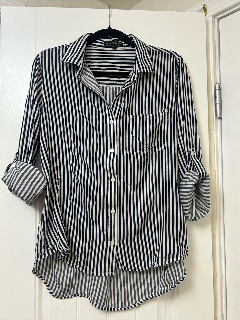 Velvet Heart Navy & White Vertical Stripe Button-Down Shirt - Picture 3 of 6